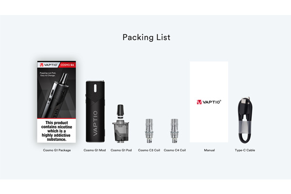 Kit Cosmo G1 Pod Vaptio, cigarette lectronique pratique